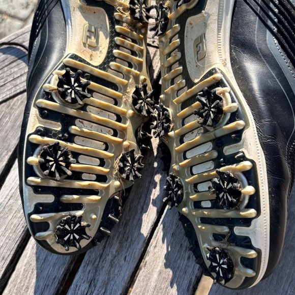 Athletic Sporty Golf‎ Shoes FootJoy Fury 10W Black Leather Mesh Spiked Cleats main image 8